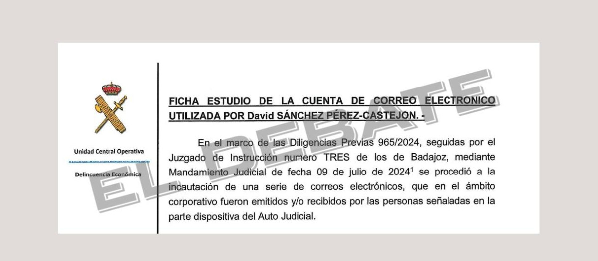 Informe de la Guardia Civil sobe los correos electrónicos de David Sánchez