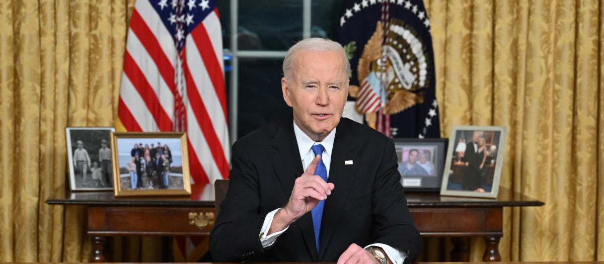 El presidente de Estados Unidos, Joe Biden, pronuncia su discurso de despedida a la nación desde la Oficina Oval de la Casa Blanca