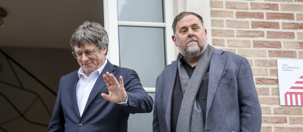Carles Puigdemont y Oriol Junqueras, en Waterloo