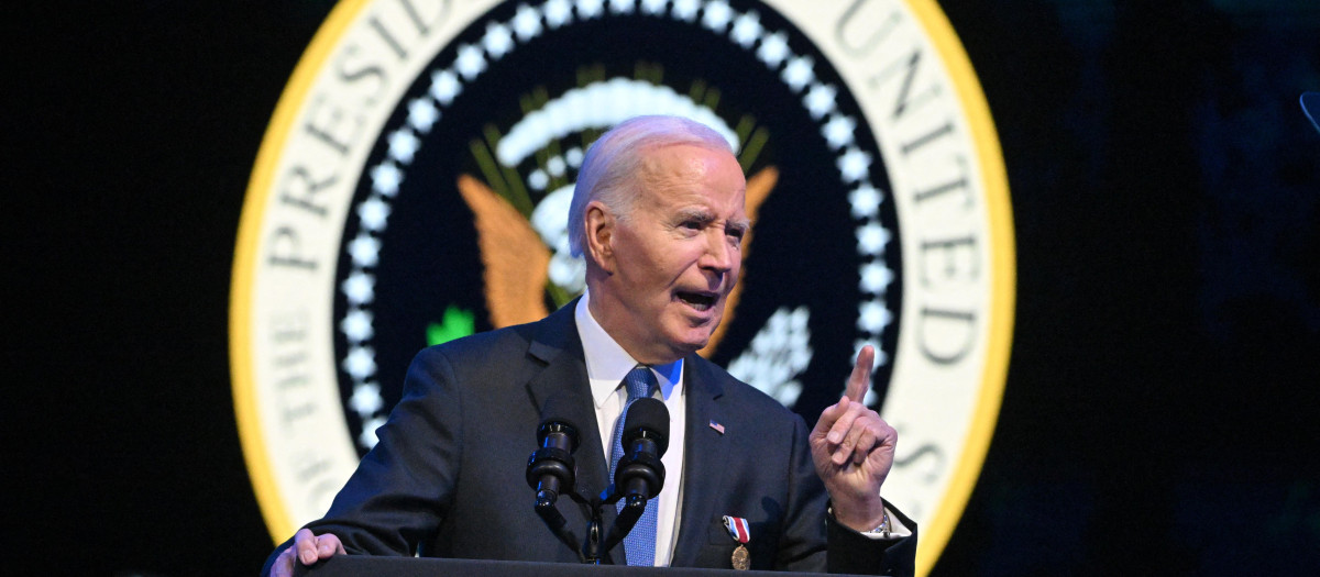 El presidente de Estados Unidos, Joe Biden, pronuncia un discurso en la ceremonia de despedida