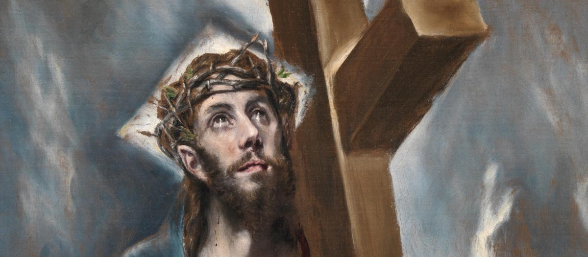 Detalle de una de las tres versiones de 'Cristo abrazado a la cruz', de El Greco