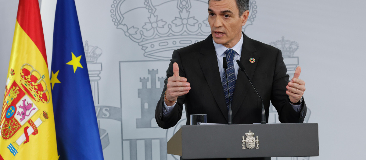 Pedro Sánchez, durante su comparecencia de este martes