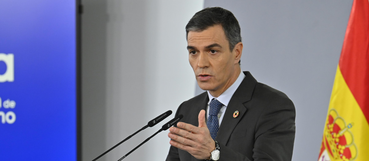 Pedro Sánchez, durante su comparecencia de este martes