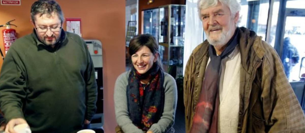 Xabier Ron junto a Yolanda Díaz y Xosé Manuel Beiras, en una imagen de 2012