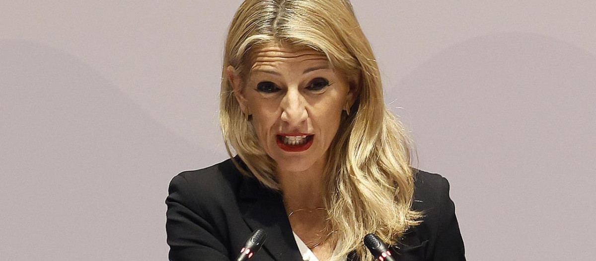 La vicepresidenta segunda y ministra de Trabajo y Economía Social, Yolanda Díaz, participa en un acto