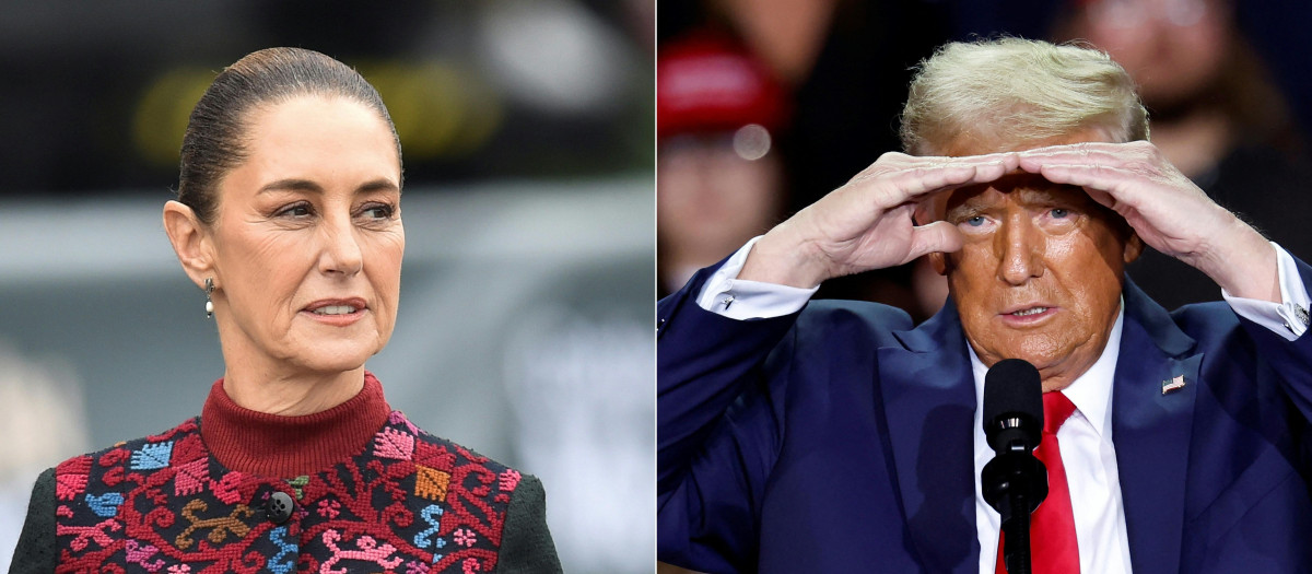 La presidenta de México Claudia Sheinbaum y el presidente de EE.UU. Donald Trump