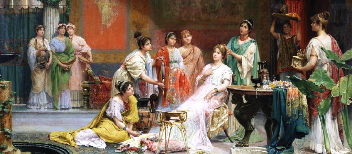 Tocador de una matrona romana. Obra de Juan Giménez Martín