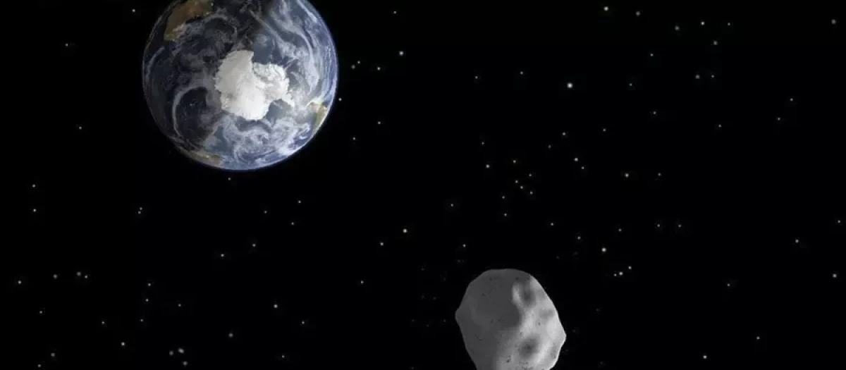 Recreación que representa el paso de un asteroide a poca distancia de nuestro planeta