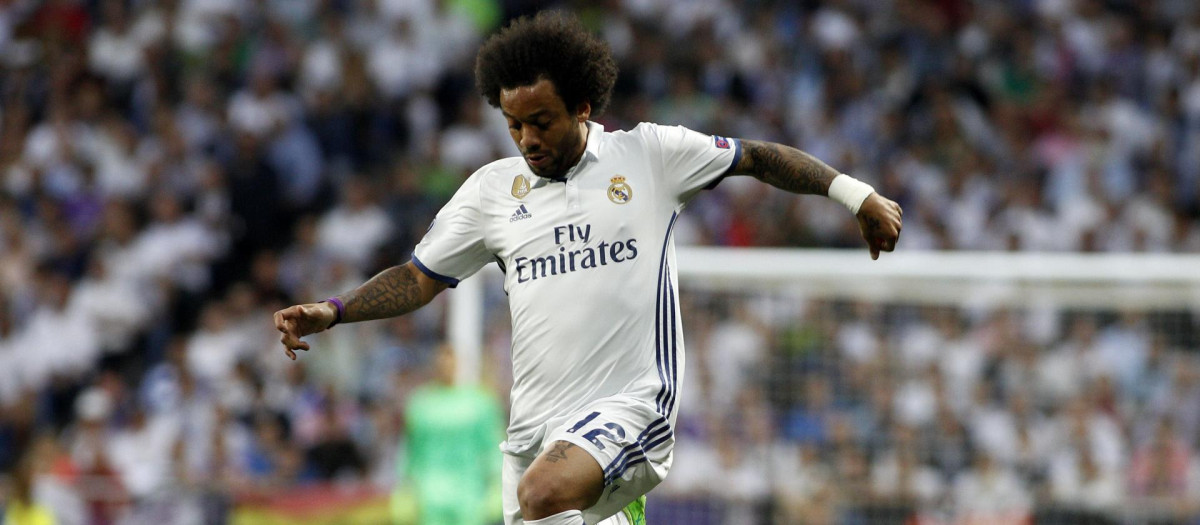 Marcelo Vieira, durante un partido de Champions con el Real Madrid
