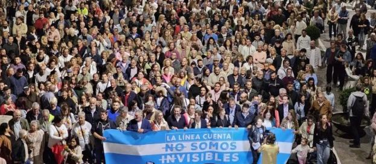 Una de las manifestaciones en La Línea exigiendo dejar de ser invisibles