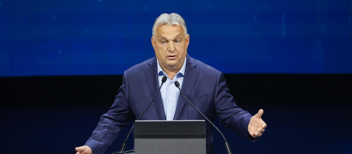 El primer ministro húngaro, Viktor Orbán, participa en la primera cumbre de Patriots, en Madrid