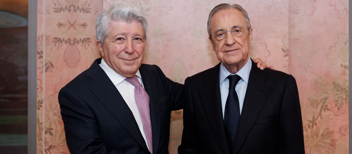 Florentino Pérez y Enrique Cerezo, en la comida de directivas