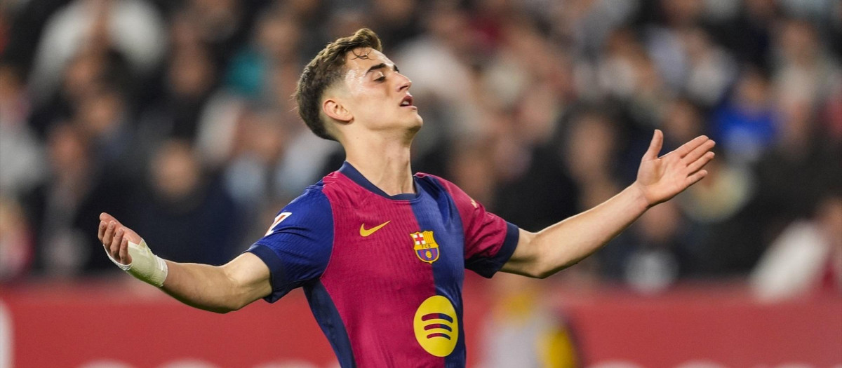 Gavi, durante el partido ante el Sevilla en el Sánchez-Pizjuán