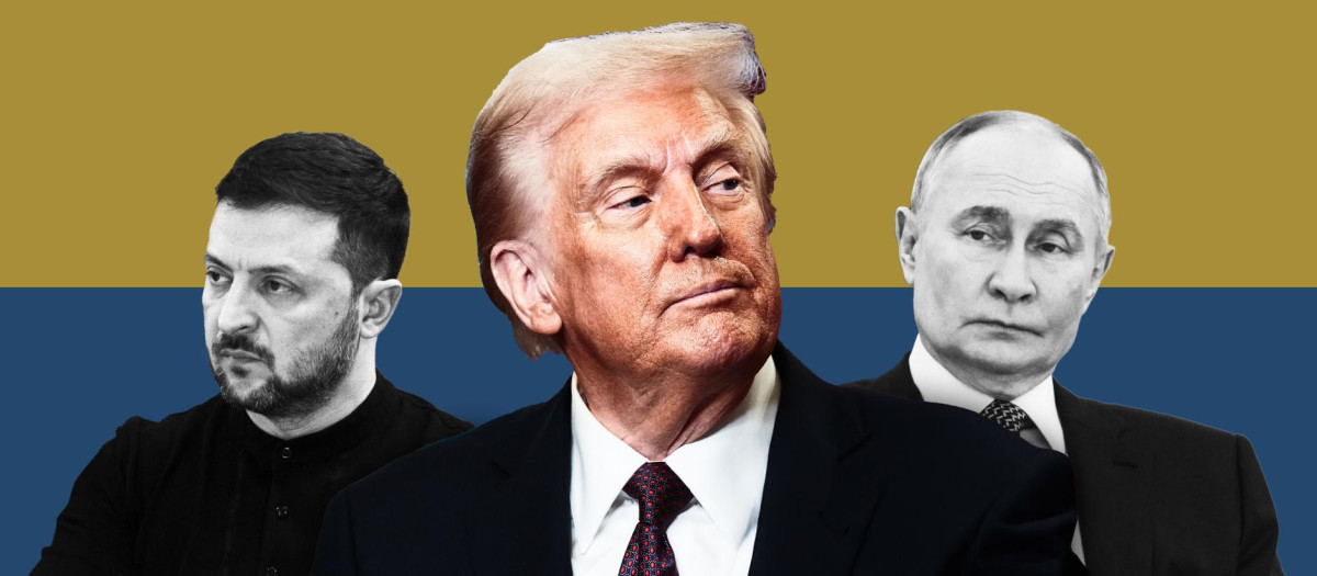 Volodimir Zelenski, Donald Trump y Vladimir Putin