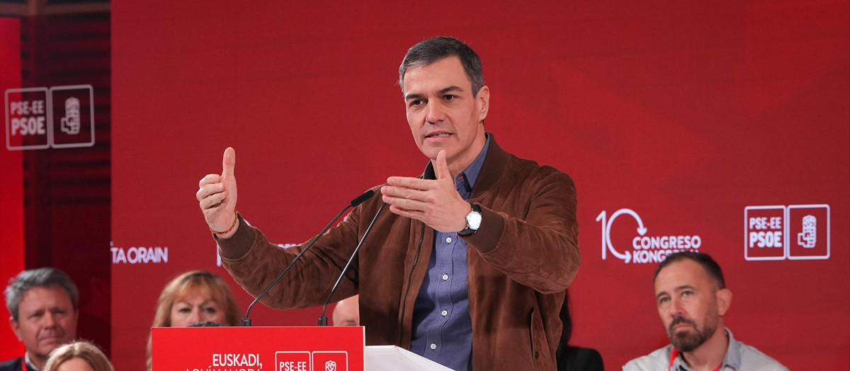 Pedro Sánchez durante su intervención en el Congreso del PSOE del País Vasco