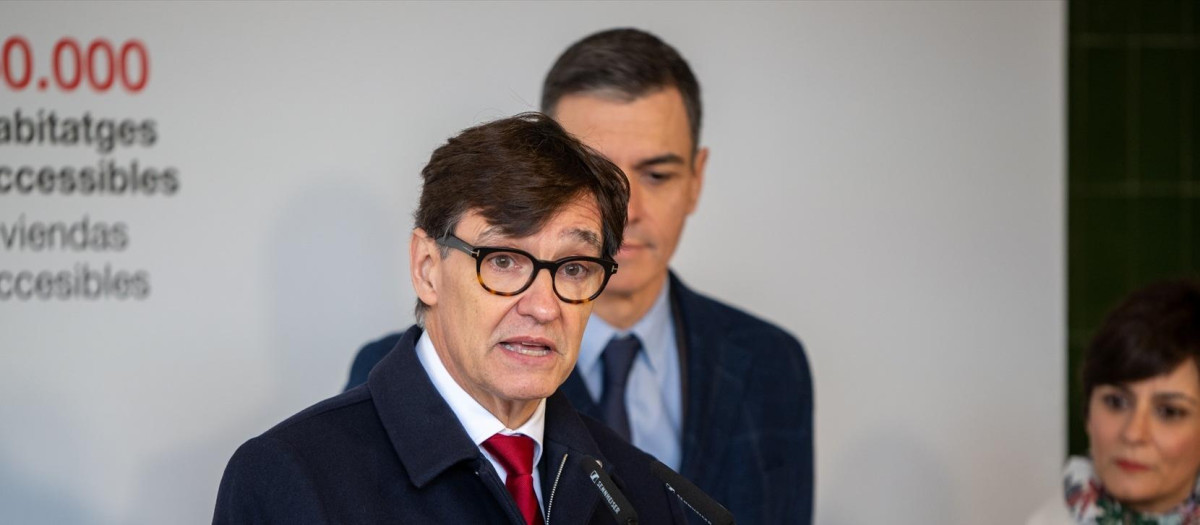 Salvador Illa y Pedro Sánchez, la semana pasada en Sant Boi de Llobregat