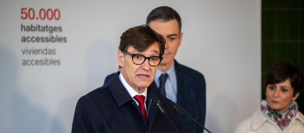 Salvador Illa y Pedro Sánchez, la semana pasada en Sant Boi de Llobregat