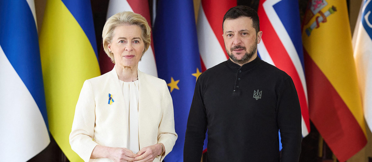 El presidente de Ucrania, Volodimir Zelenski, y la presidenta de la Comisión Europea, Ursula von der Leyen