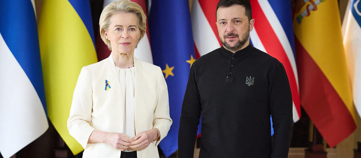 El presidente de Ucrania, Volodimir Zelenski, y la presidenta de la Comisión Europea, Ursula von der Leyen