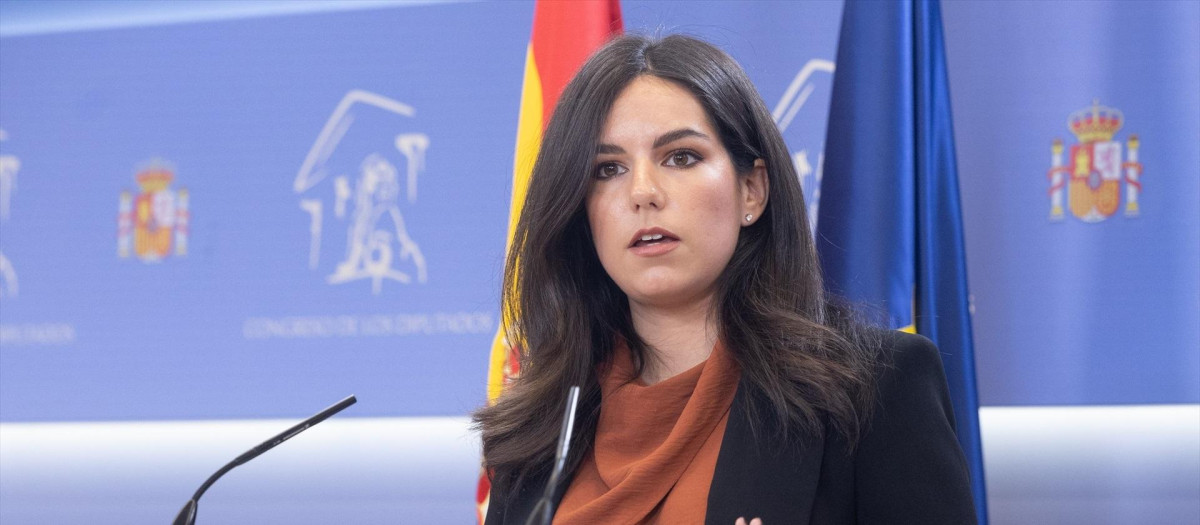 La portavoz de VOX en el Congreso, Pepa Millán, durante una rueda de prensa