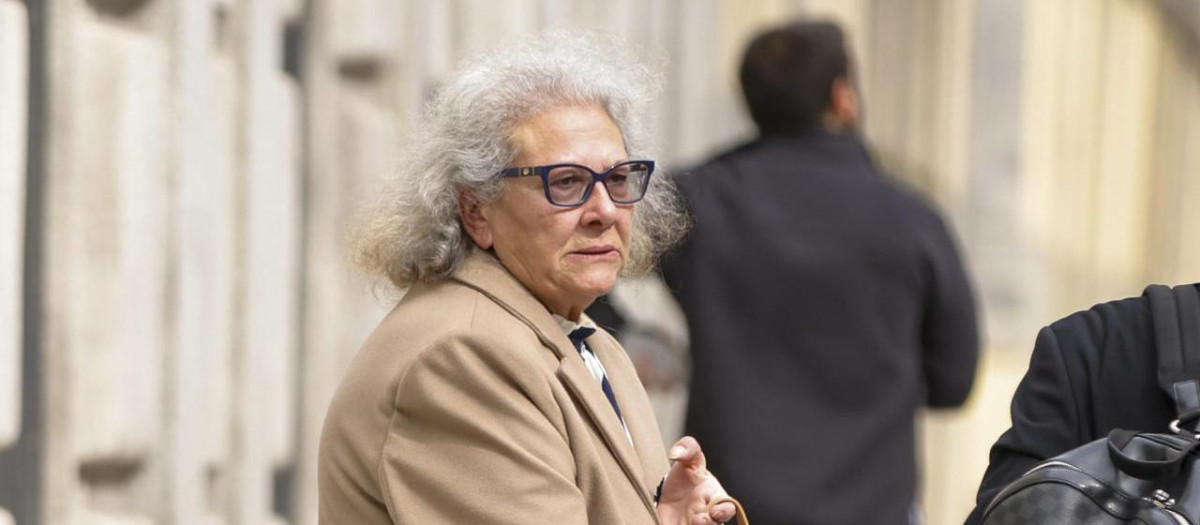 Carmen Pano , la empresaria que aseguró haber entregado hasta 90.000 euros en el sede del PSOE en Ferraz, a su salida del Tribunal Supremo