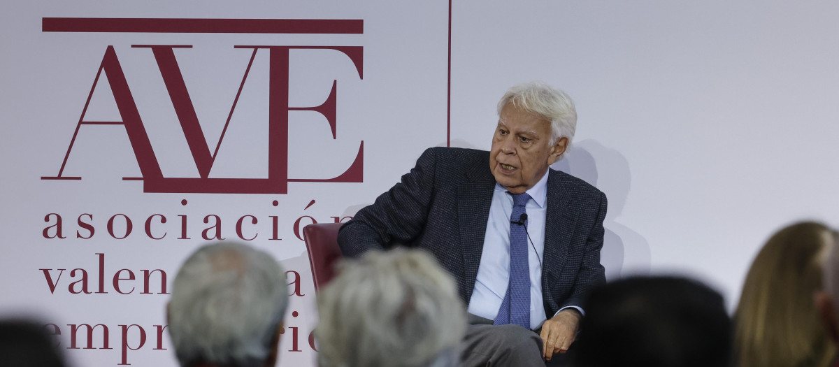El expresidente del Gobierno Felipe González durante su intervención en la Asamblea General