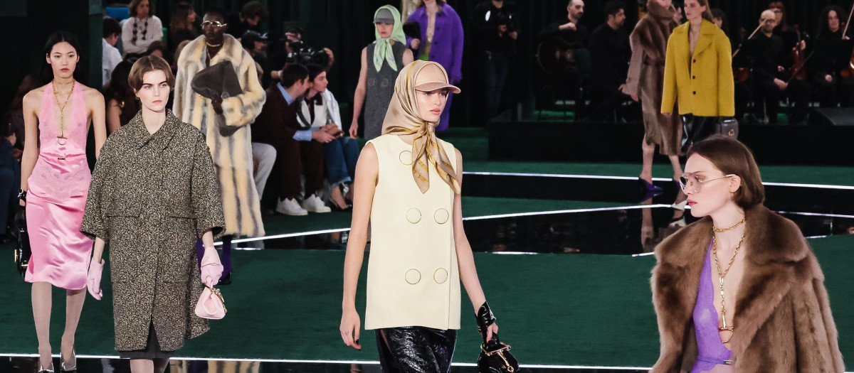 A model wears Gucci collection during Milan Fashion Week, Italy - 25 Feb 2025