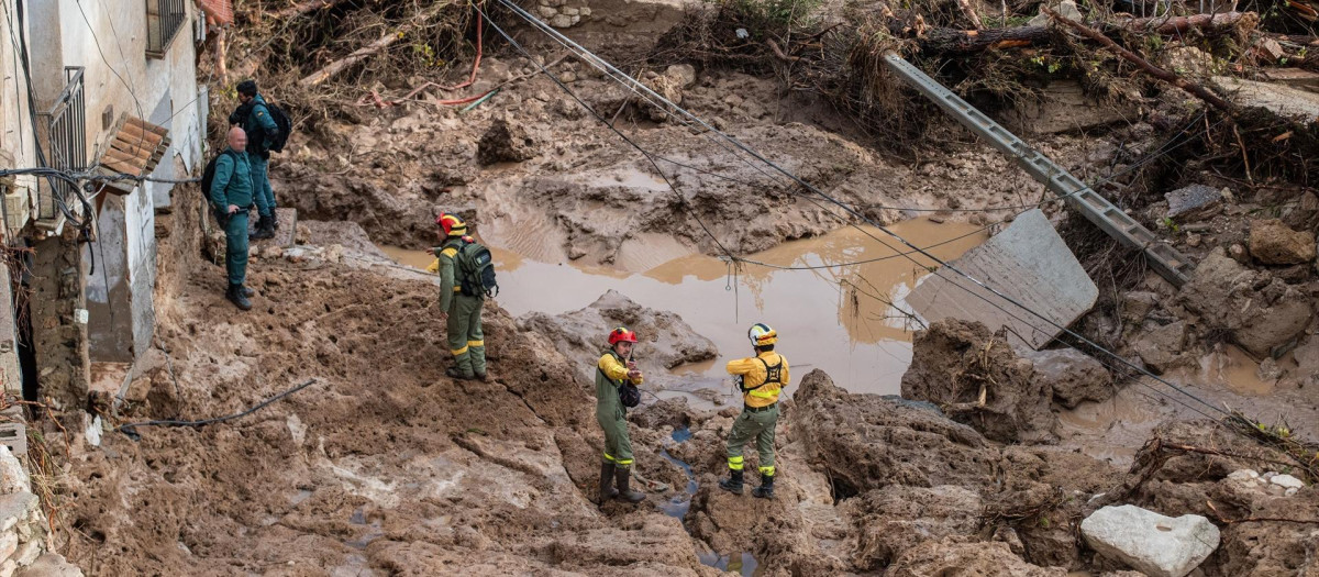 (Foto de ARCHIVO)
Bomberos y agentes de la Guardia Civil trabajan en una zona afectada, a 30 de octubre de 2024, en Letur, Albacete, Castilla-La Mancha (España). Un total de 133 efectivos de diferentes grupos de emergencia trabajan en la localidad albaceteña de Letur, devastada tras fuertes lluvias. Al menos seis personas se encuentran desaparecidas como consecuencia de la DANA.

Víctor Fernández / Europa Press
30 OCTUBRE 2024;EFECTIVOS;DESAPARECIDOS;DANA;DESASTRE;NATURAL;LLUVIA;PRECIPITACIONES;PIXELADA
30/10/2024