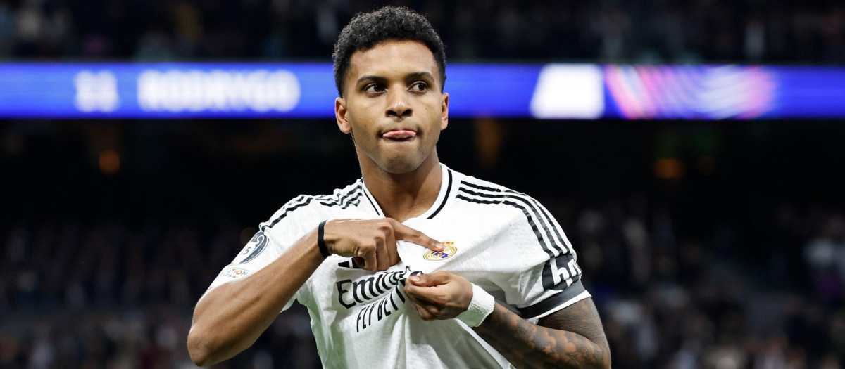 Rodrygo Goes celebra el gol contra el Atlético de Madrid
