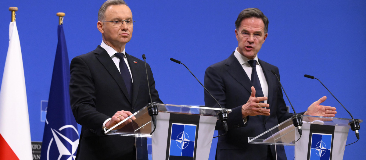El presidente de Polonia Andrzej Duda y el jefe de la OTAN Mark Rutte