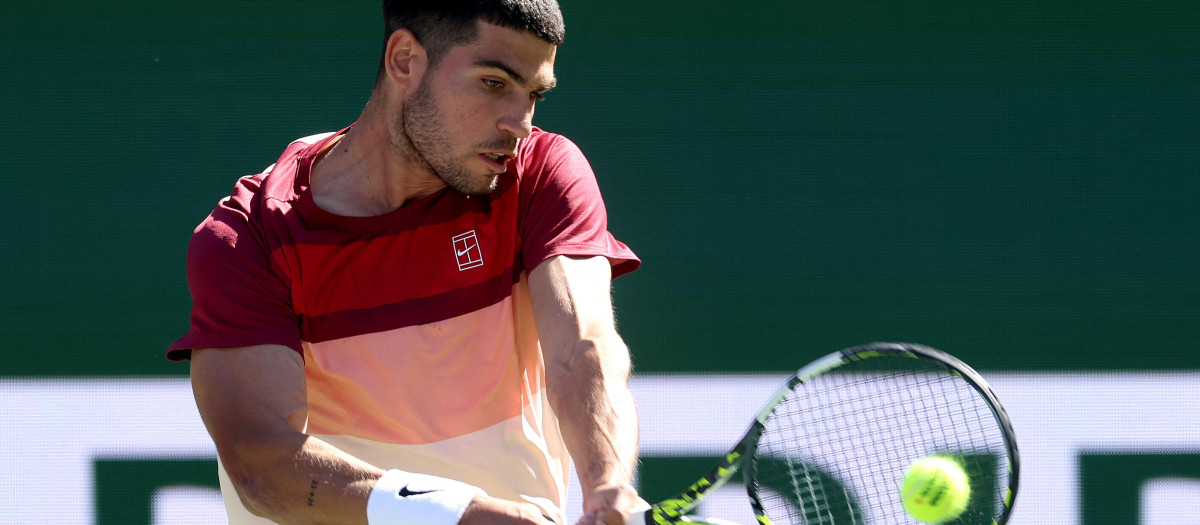 Carlos Alcaraz, durante su debut en Indian Wells 2025