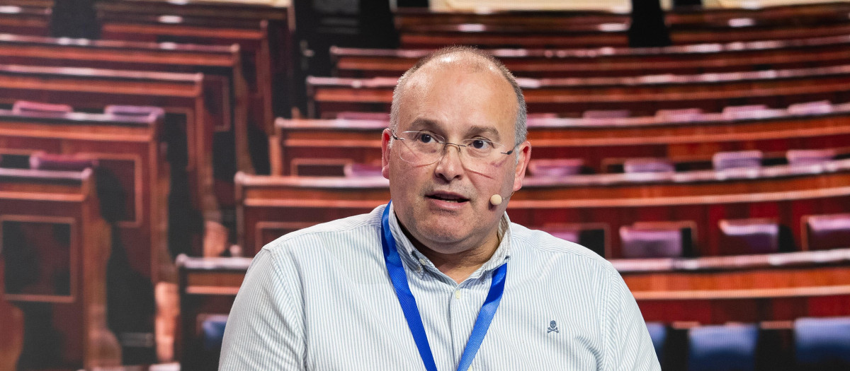 El portavoz del PP en el Congreso, Miguel Tellado, durante la Interparlamentaria del partido en Sevilla