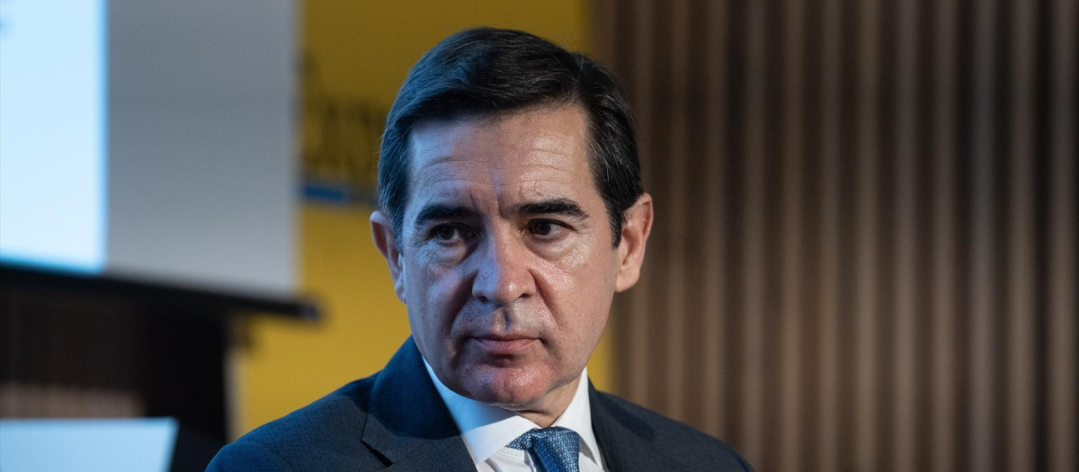 El presidente de BBVA, Carlos Torres, durante la jornada sobre Catalunya 'Hacia un crecimiento sostenible.