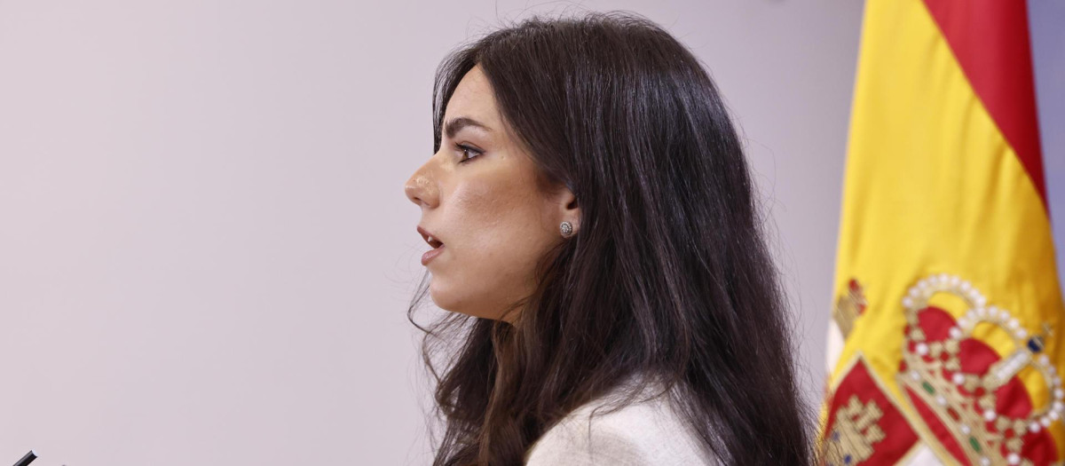 La portavoz de Vox en el Congreso, Pepa Millán, durante la rueda de prensa de este martes