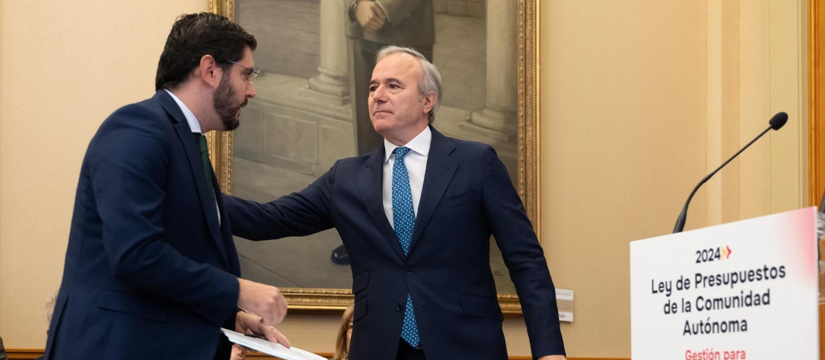 El presidente de Aragón, Jorge Azcón, y el exvicepresidente primero y portavoz de Vox, Alejandro Nolasco