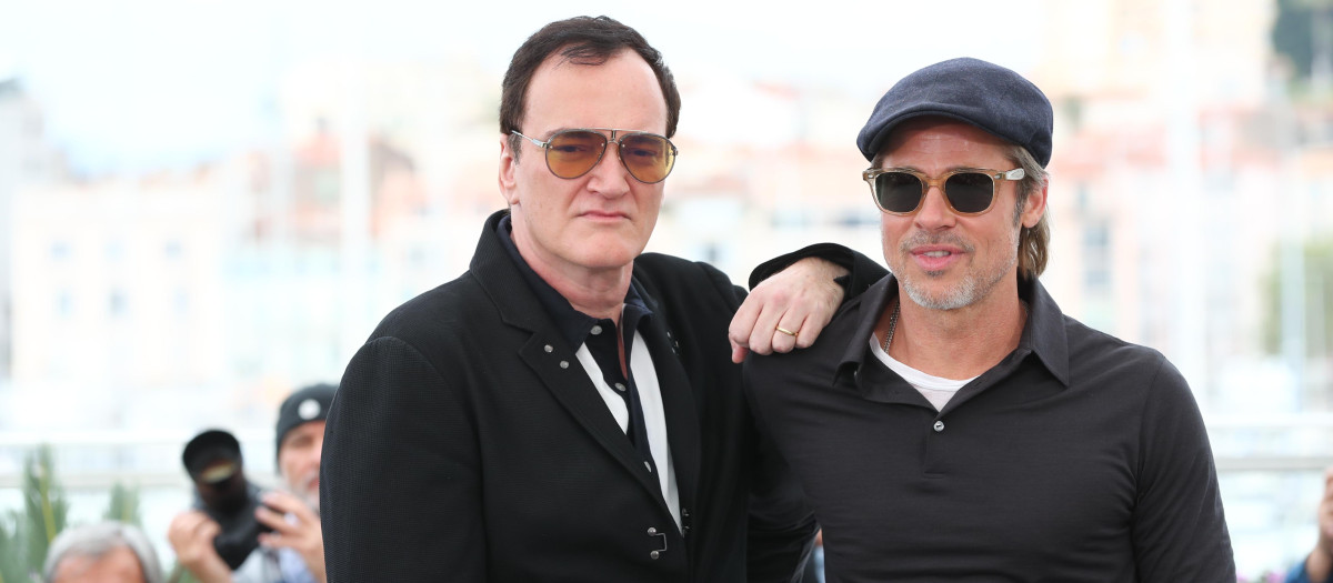 Quentin Tarantino y Brad Pitt durante la presentación de Erase una vez en Hollywood
