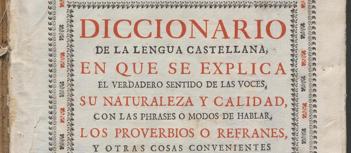 Primera página del Diccionario de la RAE de 1726