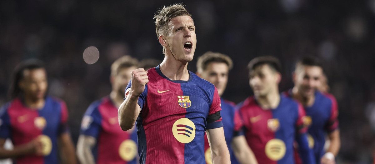 Dani Olmo, en un partido con el Barcelona esta temporada