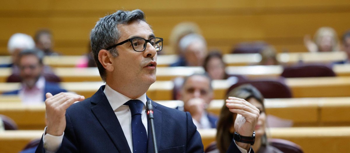 El ministro de Presidencia, Félix Bolaños, interviene en la sesión de control al Gobierno en el Senado