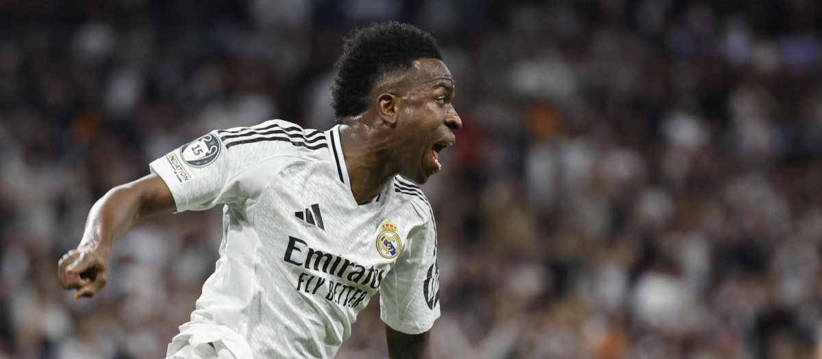 Vinicius celebra el gol anotado frente al Arsenal