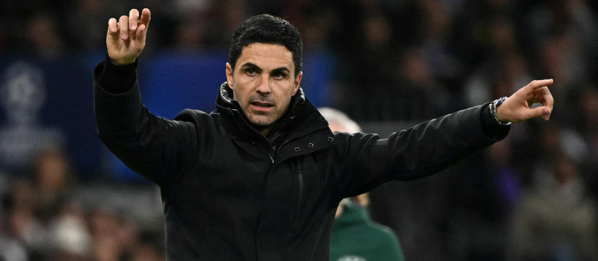 Mikel Arteta, durante la vuelta de los cuartos de final de Champions en el Bernabéu