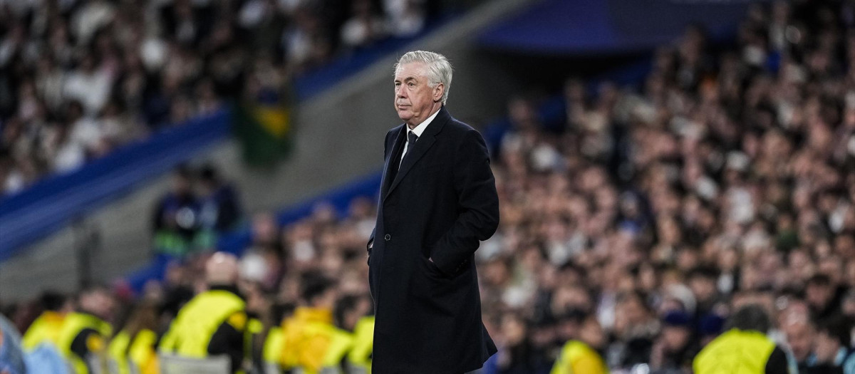 Carlo Ancelotti, durante el partido de Champions frente al Arsenal