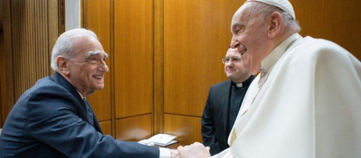Martin Scorsese en el Vaticano junto al papa Francisco