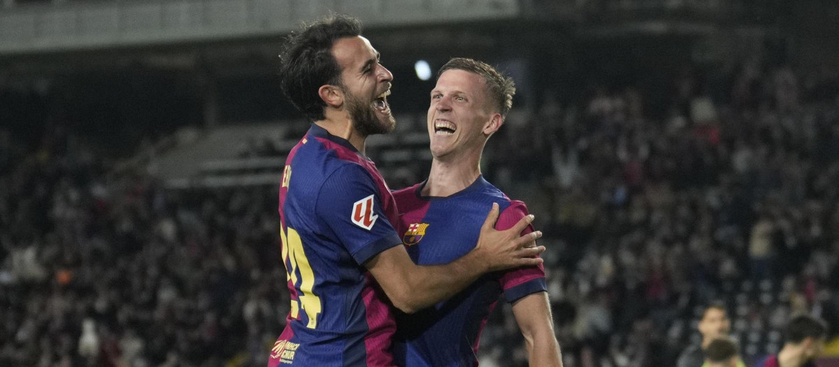 Dani Olmo celebra su gol ante el Mallorca