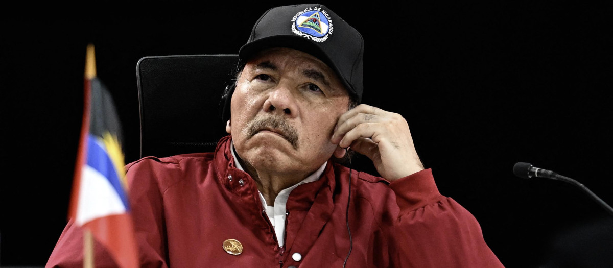 El dictador nicaragüense Daniel Ortega en un evento de la Alianza Bolivariana en Caracas