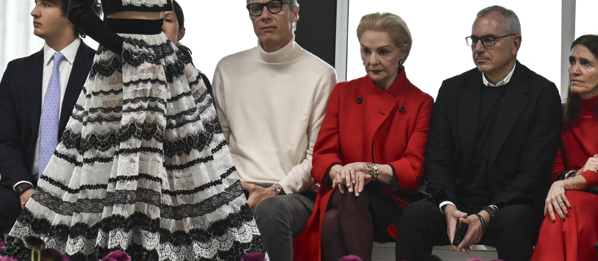 Designer Carolina Herrera attends the Carolina Herrera Fall/Winter 2025 show at New York Fashion Week on February 10, 2025 in New York City. (Photo by ANGELA WEISS / AFP)