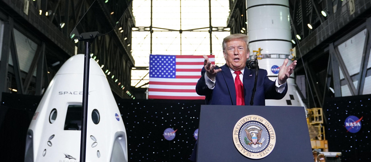El presidente Donald Trump durante un evento de la Nasa y Space X en 2020