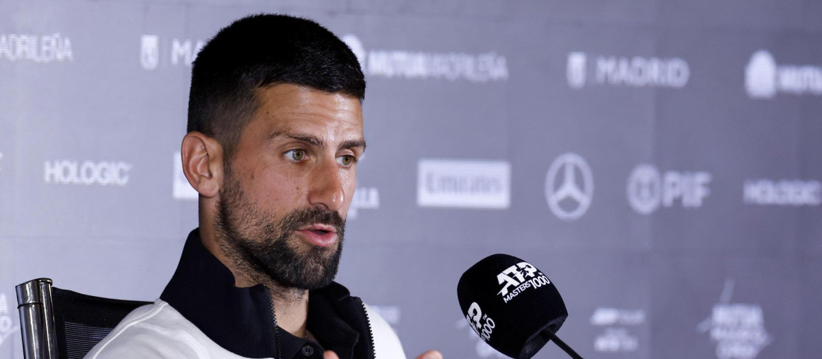 Novak Djokovic, durante su rueda de prensa previa en el Mutua Madrid Open