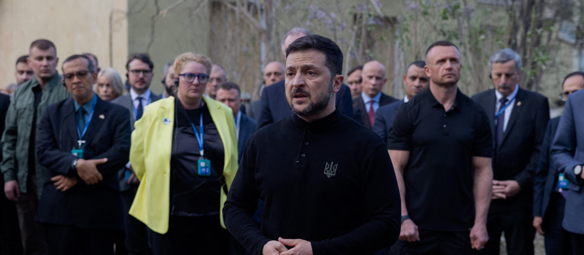 El presidente ucraniano Volodímir Zelenski en un encuentro con periodistas en Kiev