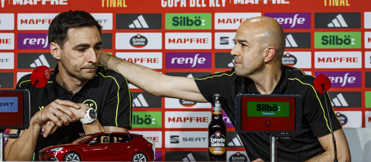 De Burgos Bengoetxea junto a González Fuertes en la rueda de prensa previa a la final de la Copa del Rey